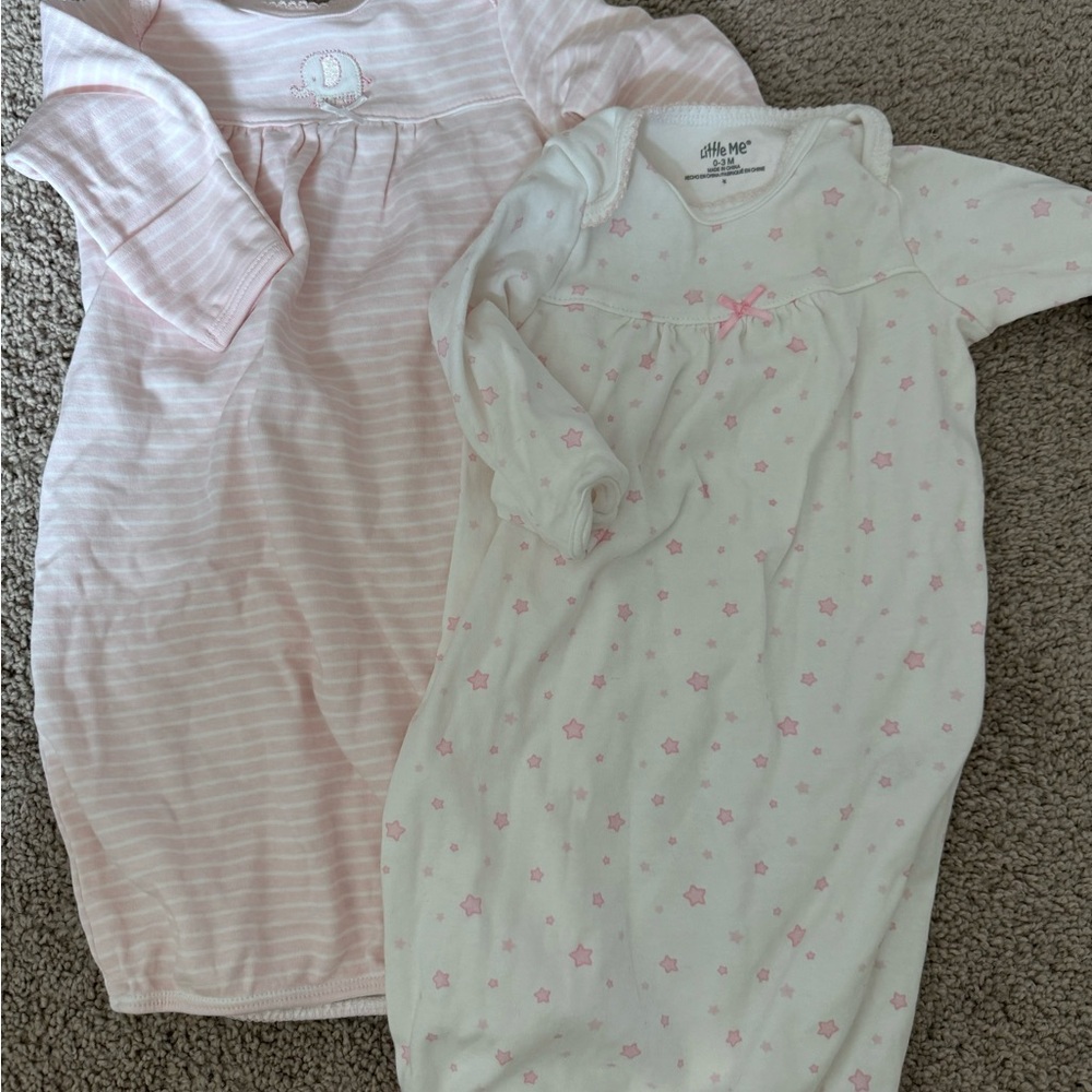 Little Me Pink and White Sleep Sacks with Stars